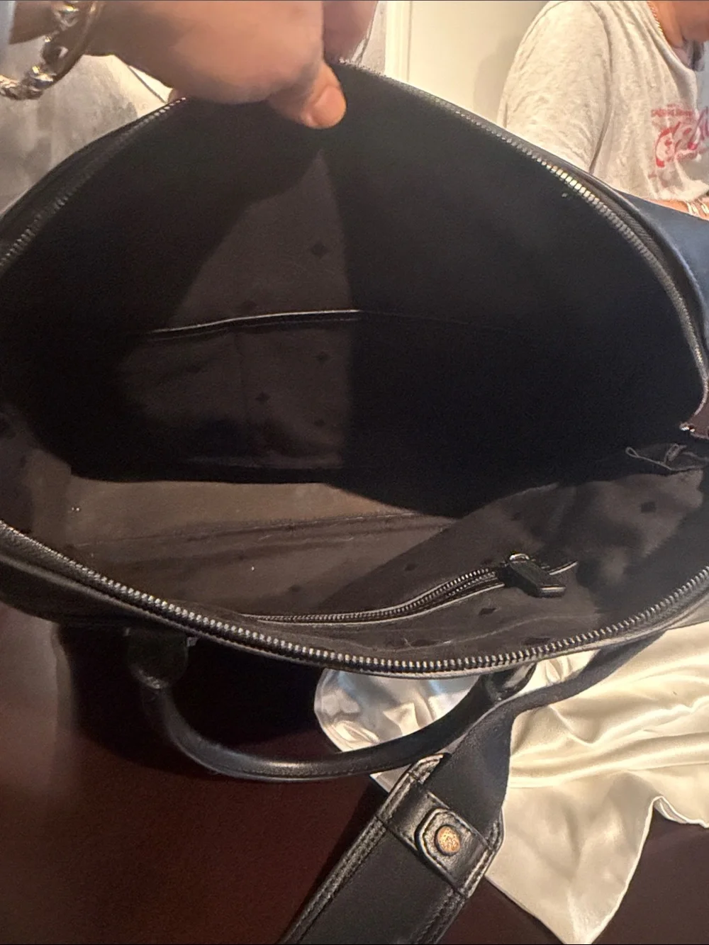 MCM Black Logo Leather Briefcase with Top Handles